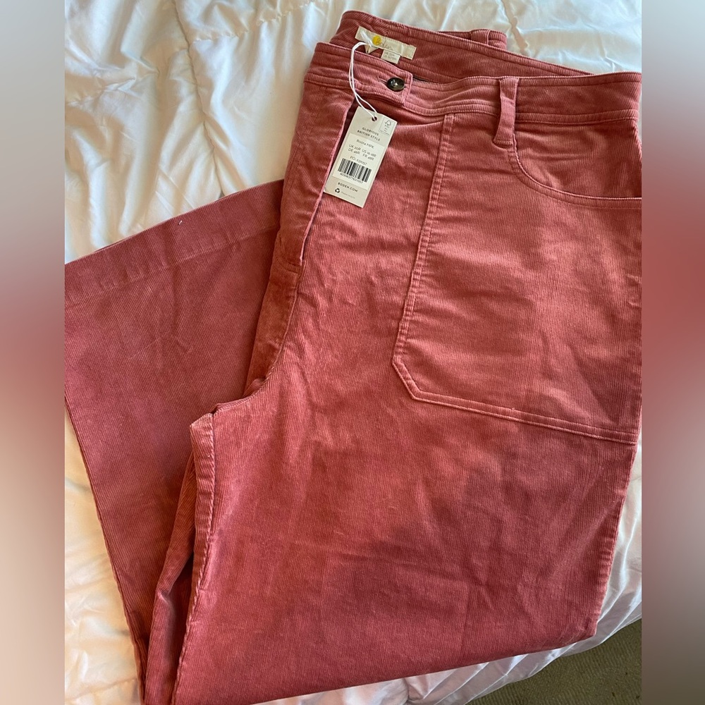 Boden Cavendish Trousers Corduroy Wide-leg Dusty Rose Cropped Pants Women's